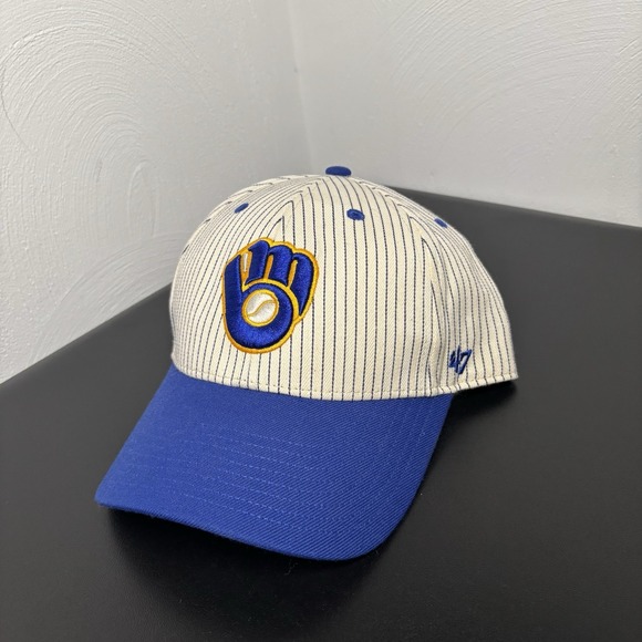 ’47 Other - Milwaukee Brewers '47 Badeball Hat Cap Stripped Adjustable Unisex MLB